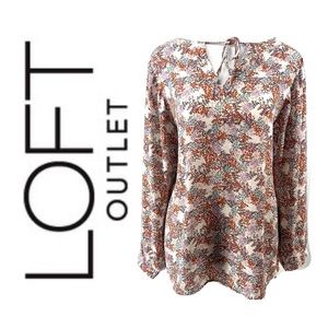 LOFT Outlet Peasant Floral Tie Front Blouse